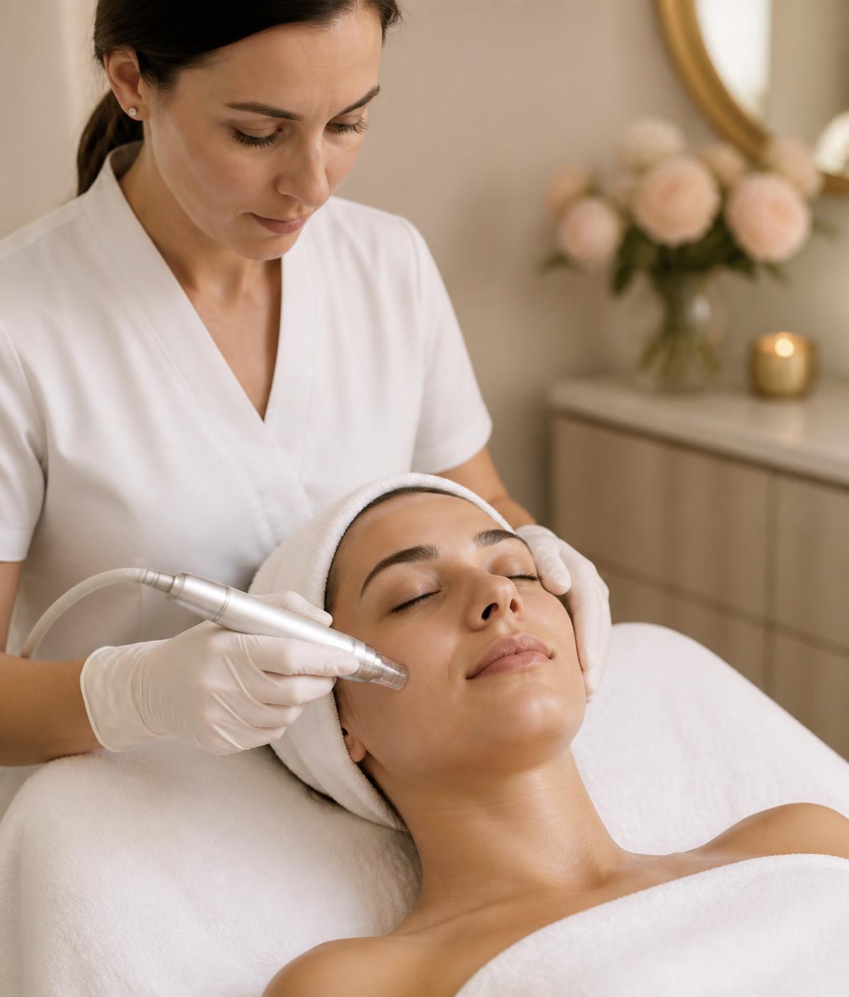 Procedimento de estética facial realizado por profissional na Formma Plena
